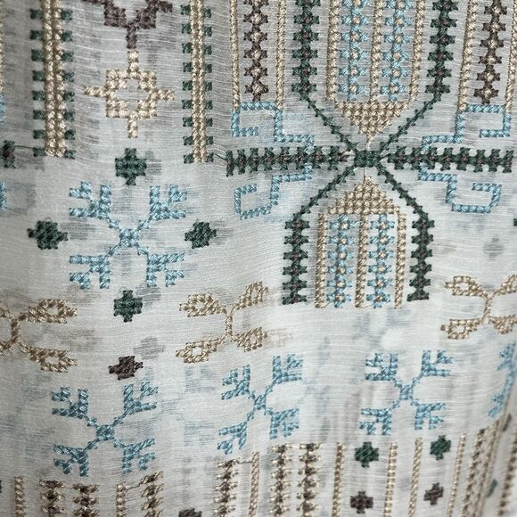 Soft Surroundings Boho Embroidered Sheer Top Womens XS Southwestern Aztec - Picture 4 of 8